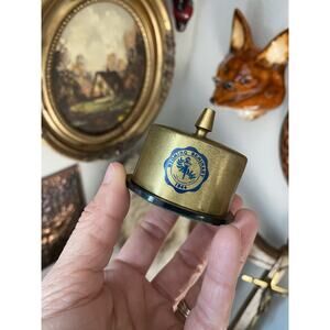 Vintage Midcentury Brass Desktop Postage Stamp Dispenser Wyoming Seminary